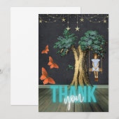 Whimsical Girl in Swing Surreal Carte de remerciem (Devant / Derrière)