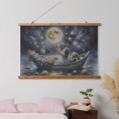 Whimsical Girl Moon Dream Fantasy Scene Hangend Wandkleed (Slaapkamer)