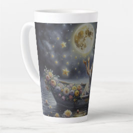 Whimsical Girl Moon Dream Fantasy Scene Latte Mok