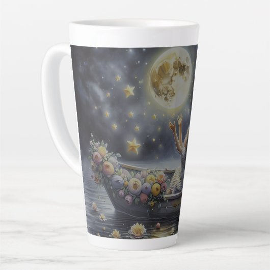 Whimsical Girl Moon Dream Fantasy Scene Latte Mok (Linkerhoek)