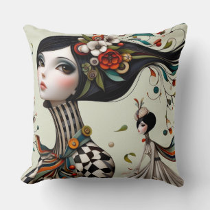Whimsical Girl Vierkant Kussen