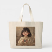 Whimsical Girl with Coffee Tote Bag (Dos)
