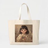 Whimsical Girl with Coffee Tote Bag (Devant)