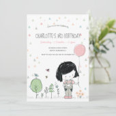 Whimsical Girls Toddlers Invitation Anniversaire (Debout devant)
