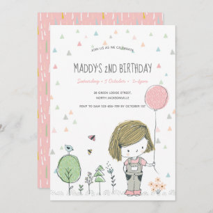 Whimsical Girls Toddlers Invitation Anniversaire