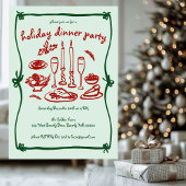 Whimsical Girly Christmas Holiday Dinner Party Kaart