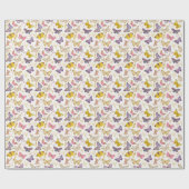 Whimsical Girly Faux Glitter Butterflies Paars Cadeaupapier (Vlak)