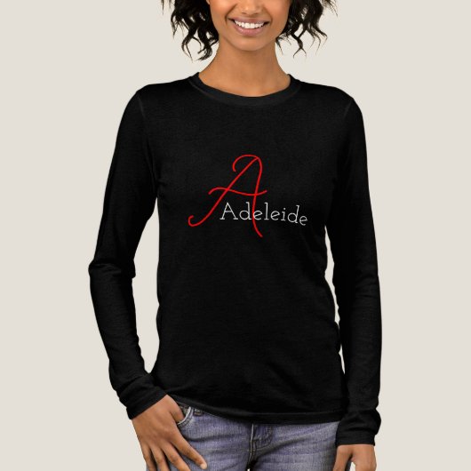 Whimsical Girly Script Monogram en naam Tri-Blend Shirt (Voorkant)