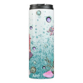 *~* Whimsical Glitter Mermaid Zee Turtle Shells Thermosbeker (Achterkant)