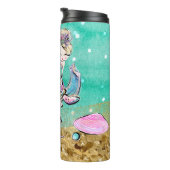 *~* Whimsical Glitter Mermaid Zee Turtle Shells Thermosbeker (Geroteerd rechts)