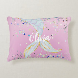 Whimsical Glitter Zeemeermin Beachy Onder het Zee Accent Kussen