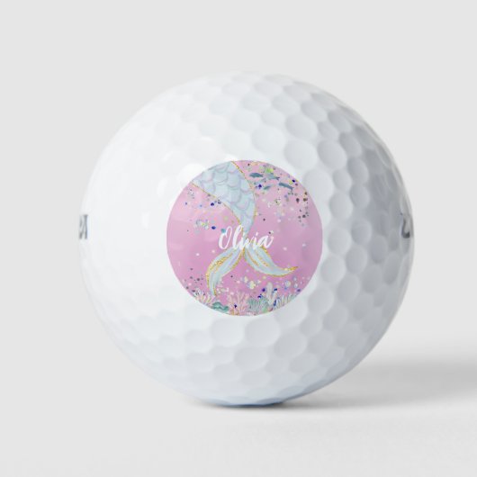 Whimsical Glitter Zeemeermin Beachy Onder het Zee Golfballen (Voorkant)