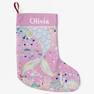 Whimsical Glitter Zeemeermin Beachy Onder het Zee Kleine Kerstsok