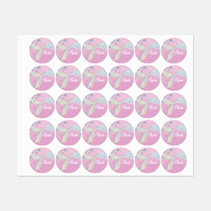 Whimsical Glitter Zeemeermin Beachy Onder het Zee Labels