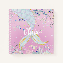 Whimsical Glitter Zeemeermin Beachy Onder het Zee Notitieboek