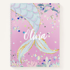 Whimsical Glitter Zeemeermin Beachy Onder het Zee Notitieboek