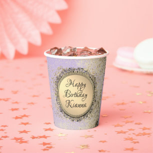 Whimsical Glittery Stars op Lavendel Verjaardag Papieren Bekers