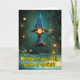** Whimsical Glow Funny Magical 23 Kerstmis AP97 Bedankkaart