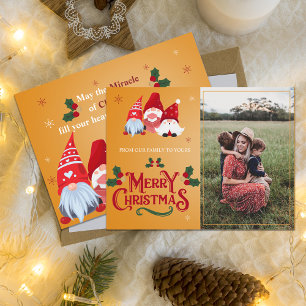 Whimsical Gnome Christmas Family Greeting Foto Feestdagenkaart