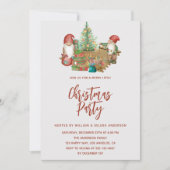 Whimsical Gnome & Christmas Tree Holiday Party Kaart (Voorkant)