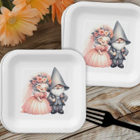 Whimsical Gnome Garden Woodland Sinaasappel bruilo