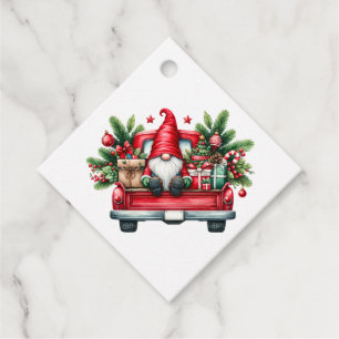 Whimsical Gnome in vrachtwagen met geschenken Bedankjes Labels