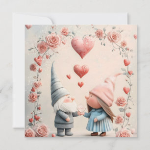 Whimsical Gnome Love: Schattige Valentijnsdag kuns Feestdagenkaart