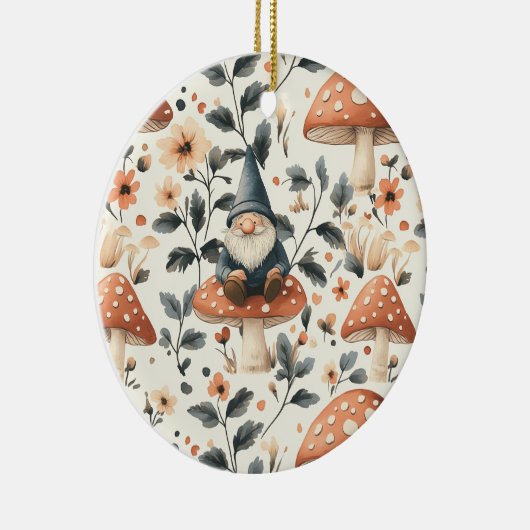 Whimsical Gnome & Mushroom Enchanting Woodland Keramisch Ornament (Rechts)