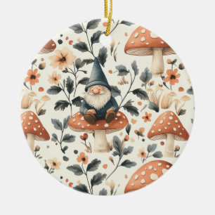 Whimsical Gnome & Mushroom Enchanting Woodland Keramisch Ornament