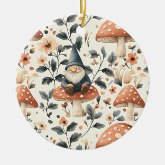 Whimsical Gnome & Mushroom Enchanting Woodland Keramisch Ornament