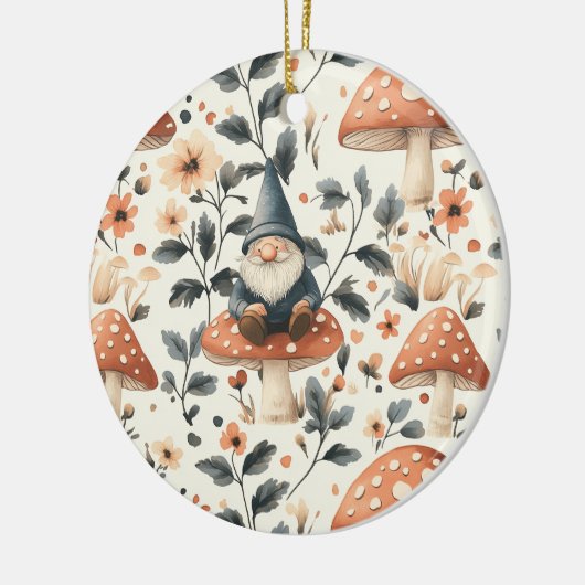 Whimsical Gnome & Mushroom Enchanting Woodland Keramisch Ornament (Links)
