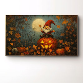 Whimsical Gnome op een Jack O' Lantern Poster