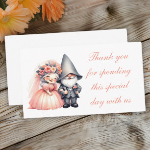Whimsical Gnome Oranje Tuin bruiloft Plaatskaartje