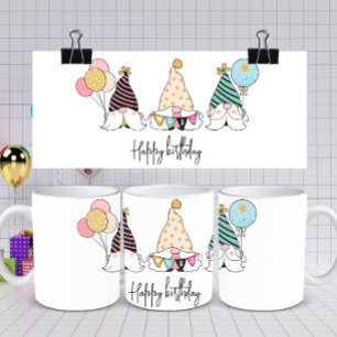 Whimsical Gnome Trio Gelukkige Verjaardag Koffiemok