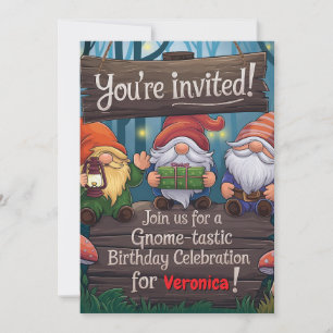 Whimsical Gnome Verjaardag, Schattigee bos-thema p Kaart