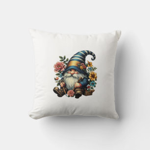 Whimsical Gnome with Flowers Kussen