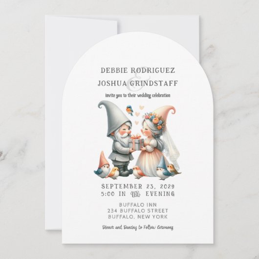 Whimsical Gnomes Fun Wedding Invitation (Devant)