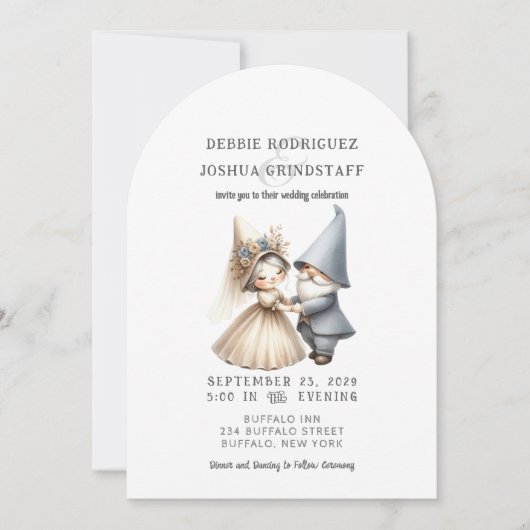 Whimsical Gnomes Fun Wedding Invitation  (Devant)