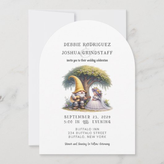 Whimsical Gnomes Fun Wedding Invitation  (Devant)