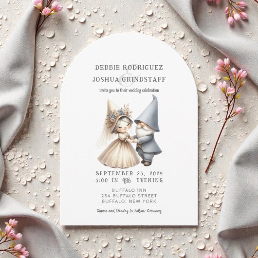 Whimsical Gnomes Fun Wedding Invitation 