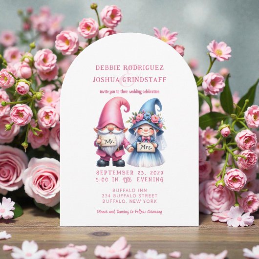 Whimsical Gnomes Fun Wedding Invitation