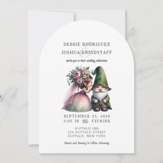 Whimsical Gnomes Fun Wedding Invitation (Devant)