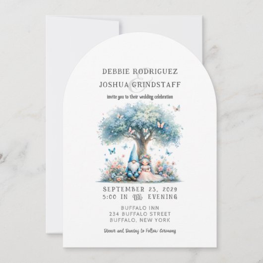 Whimsical Gnomes Fun Wedding Invitation (Devant)