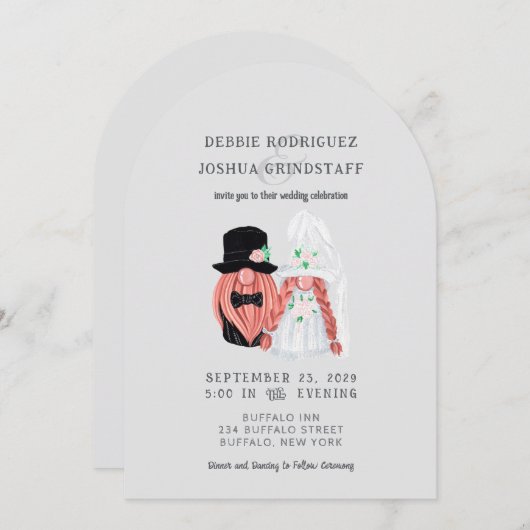 Whimsical Gnomes Fun Wedding Invitation  (Devant / Derrière)