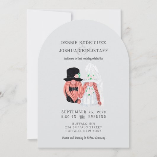 Whimsical Gnomes Fun Wedding Invitation  (Devant)