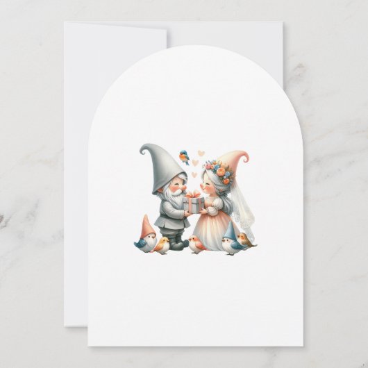 Whimsical Gnomes Fun Wedding Invitation Kaart (Achterkant)