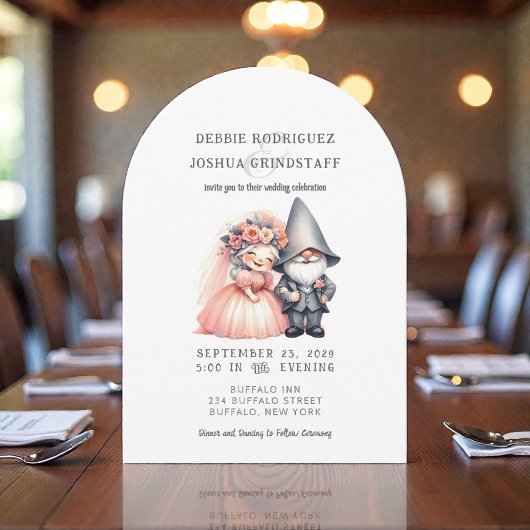 Whimsical Gnomes Fun Wedding Invitation Kaart