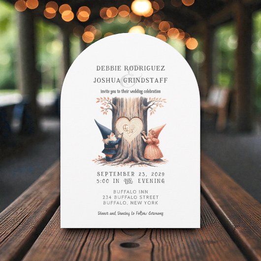 Whimsical Gnomes Fun Wedding Invitation Kaart