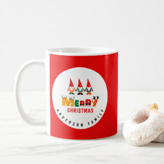 Whimsical Gnomes met de naam Red Merry Christmas Koffiemok