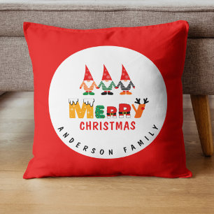 Whimsical Gnomes met de naam Red & White Christmas Kussen